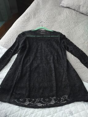 Sheer Black Lace Long-Sleeve Dress